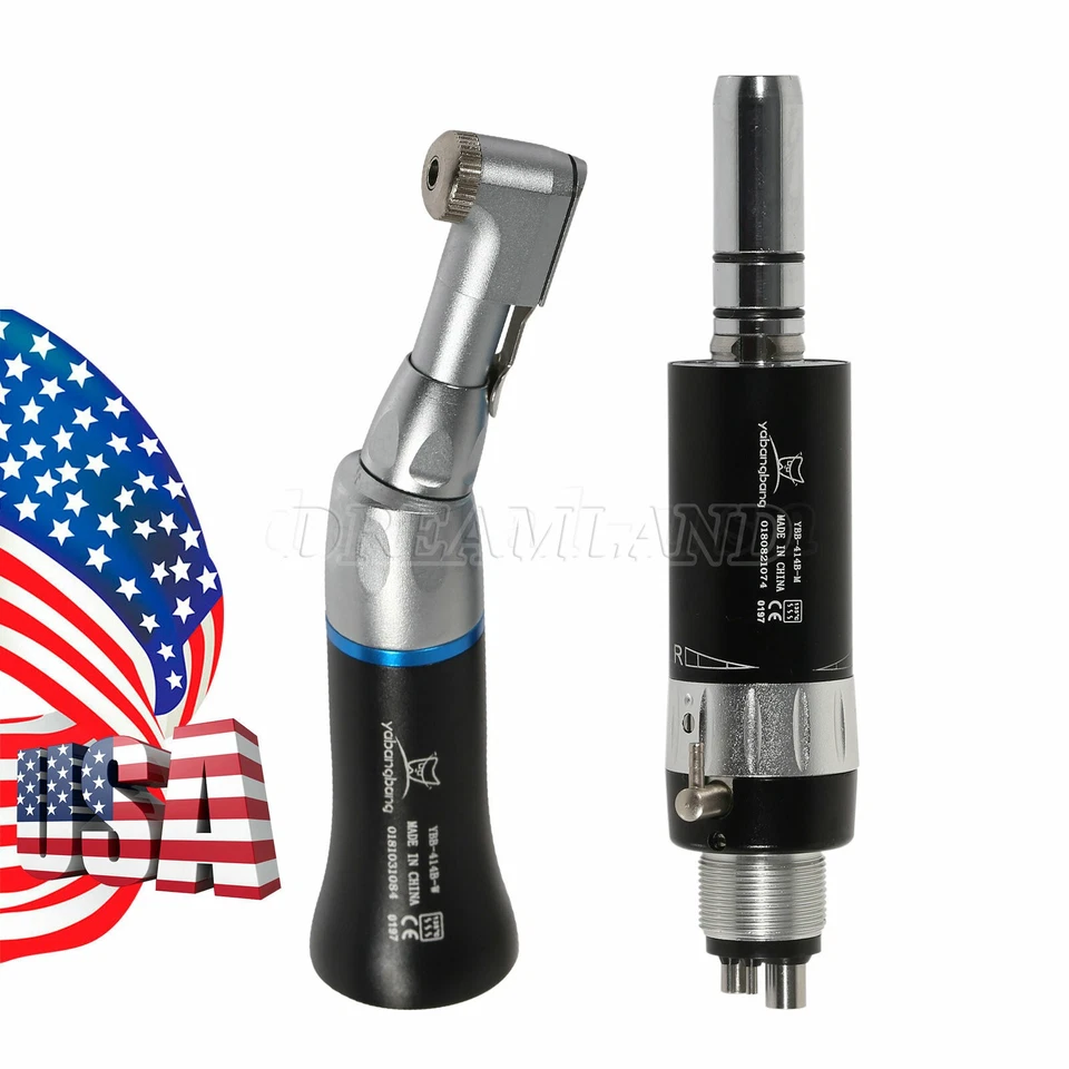 Dental Low Slow Speed Handpiece Contra Angle Air Motor 4Holes NSK Style Black - Image 2 of 2