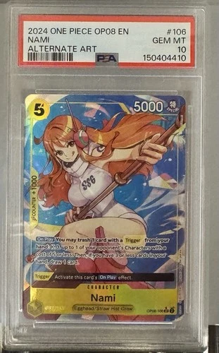 One Piece OP08-106 Nami Alternate Art PSA 10 English Gem Mint 2024 Two Legends