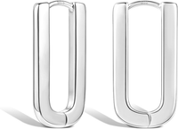 Silber 925 Ohrringe Rechteckige Creolen, Silber 925 Creolen Groß Ohrringe Eck...