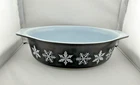 Vintage Pyrex 045 2.5 qt Casserole Black Snowflakes Oval Casserole  NO LID
