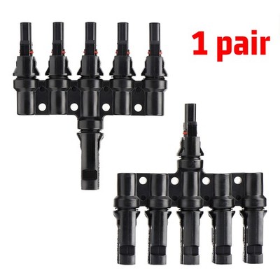 1 Pair 5 to 1 Solar Y Branch 5 Way Solar Panel Parallel Connectors Solar Adapter