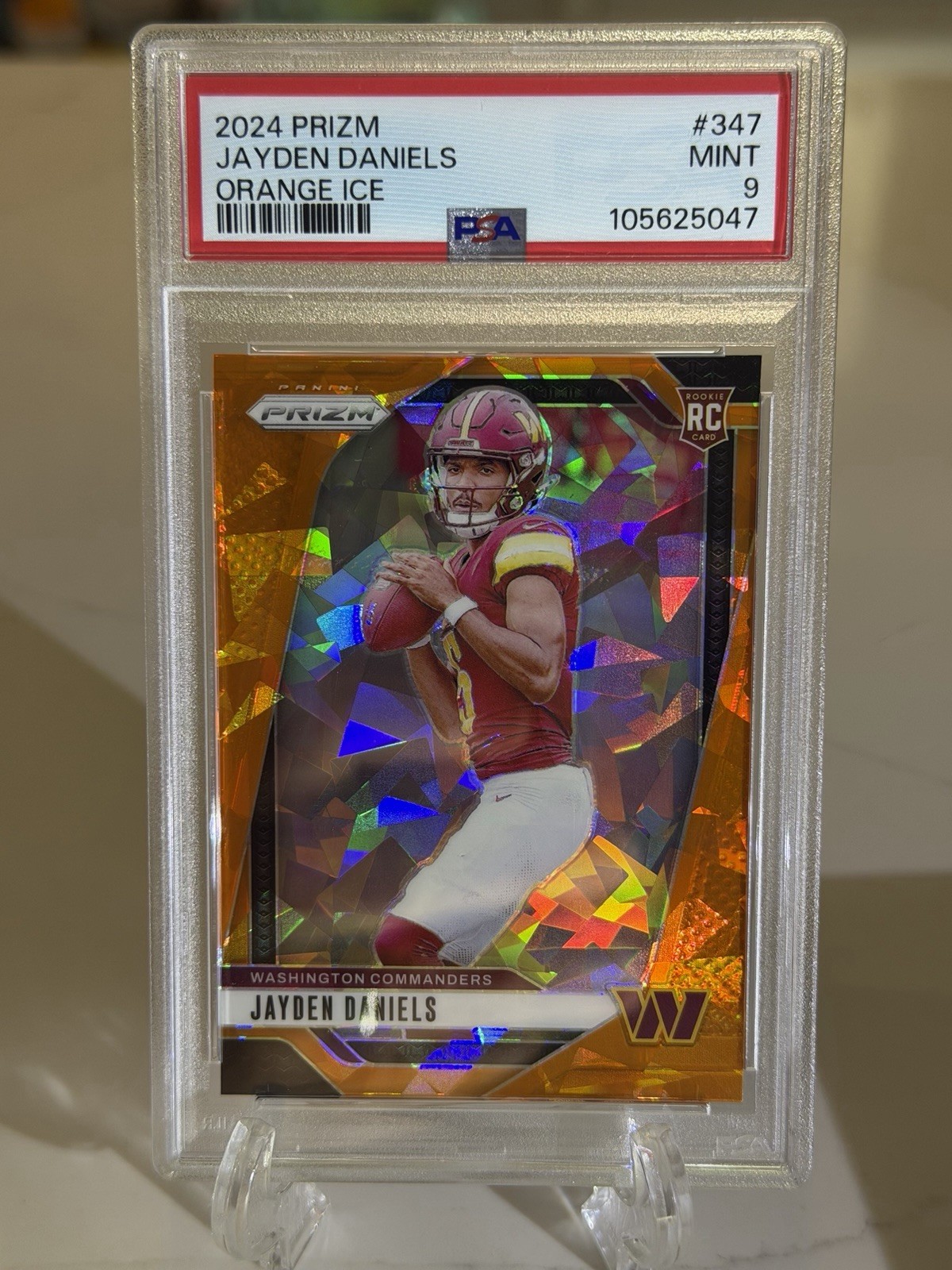 2024 Panini Prizm - Rookies Jayden Daniels #347 Orange Ice Prizm (RC) PSA MINT 9