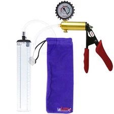 LeLuv Ultima Penis Pump - Thick-Walled Cylinder - Silicone Grips, Clear Hose