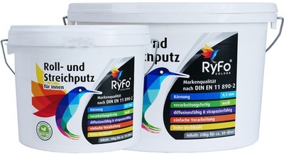 RyFo Colors Roll- und Streichputz für innen - weiß, feine Struktur, Innenbereich
