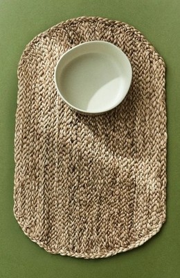 (2) NWT ZARA HOME WOVEN PLACEMATS Oval - Natural 30x50CM - 12x20'' See Descriptio