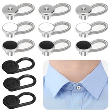 KUNTAERY 12 PCS Shirt Collar Button Extenders, 0.5-1inch, White,silver,blacks