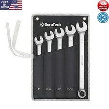 Open End Combination Wrench Set W/ Rolling Pouch Chrome Vanadium Steel Polished