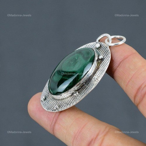 Sisters Day Sale 925 Sterling Silver Natural Russian Malachite Pendant Jewelry - Picture 10 of 11