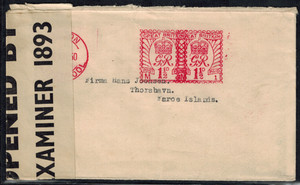 WWII Great Britain Censor Cover 1940 Tape 1893 A to FAROE ISLANDS & Cds Error