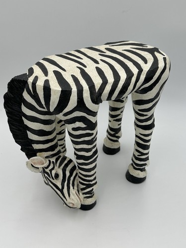 Vintage Zebra Stool Plant Stand Table Heavy 6 Lbs Resin 11" Tall Good Condition! - Picture 1 of 12