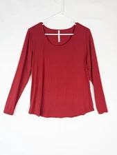 NWT Soma Pajama Top S Womens Red Solid Pullover Soft Minimalist