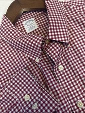 Brooks Brothers Milano 1818 Red Plaid Long Sleeve Button Down Shirt Mens XL