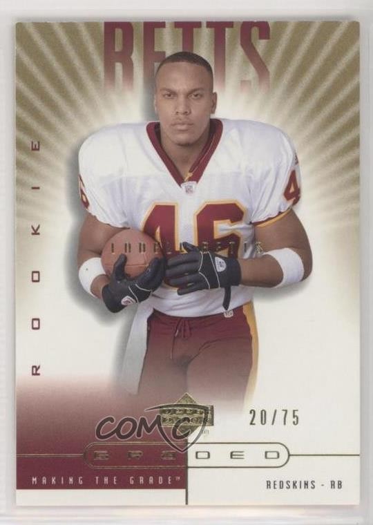 2002 Upper Deck Graded Making the Grade Gold 20/75 Ladell Betts Rookie RC 0b2