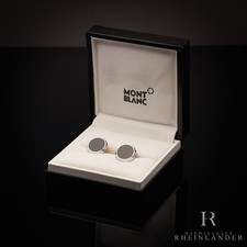 Montblanc Mens Accessories Cufflinks Stainless Steel Round Black Onyx ID 112896