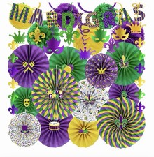 30 Pcs Mardi Gras Party Decorations Purple Green Yellow Mardi Gras Banner Han...