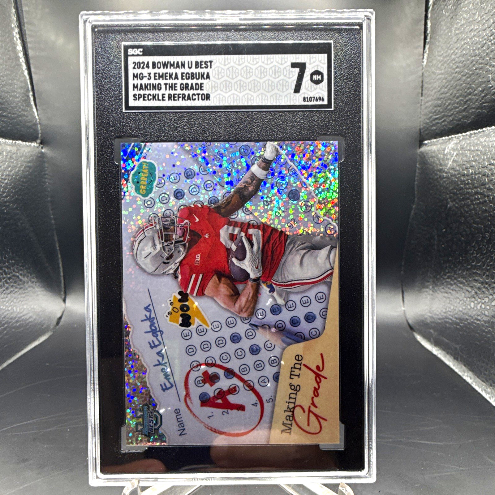 Bowman 2024 Bowman U Best Emeka Egbuka Speckle Refractor MG-3 SGC Auto