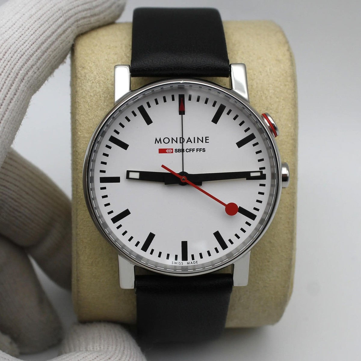 Mondaine Evo Alarm 40mm Steel White Dial Mens Quartz Watch A468