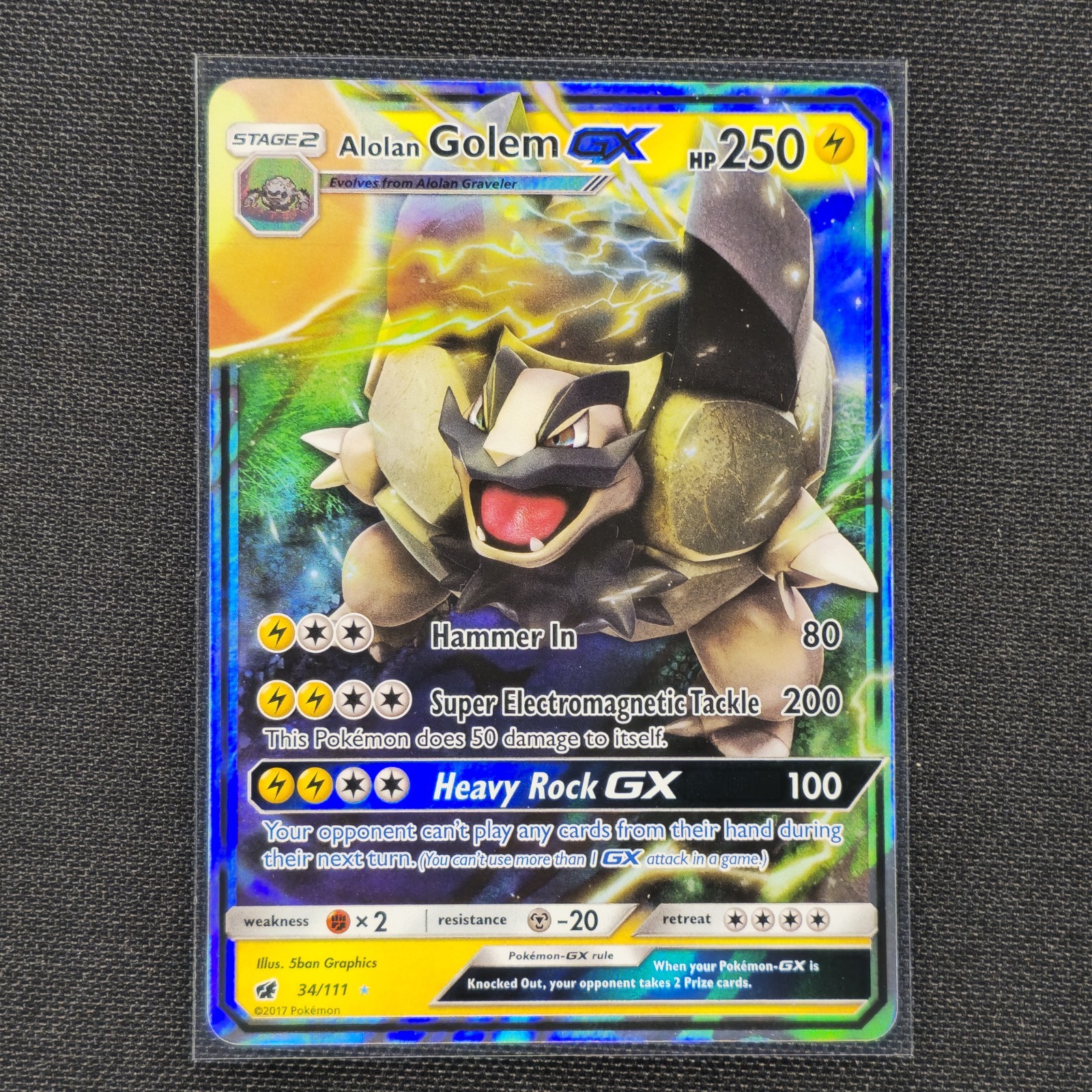 Alolan Golem GX - 34/111 - Ultra Rare - Crimson Invasion - Pokemon Card - NM/M