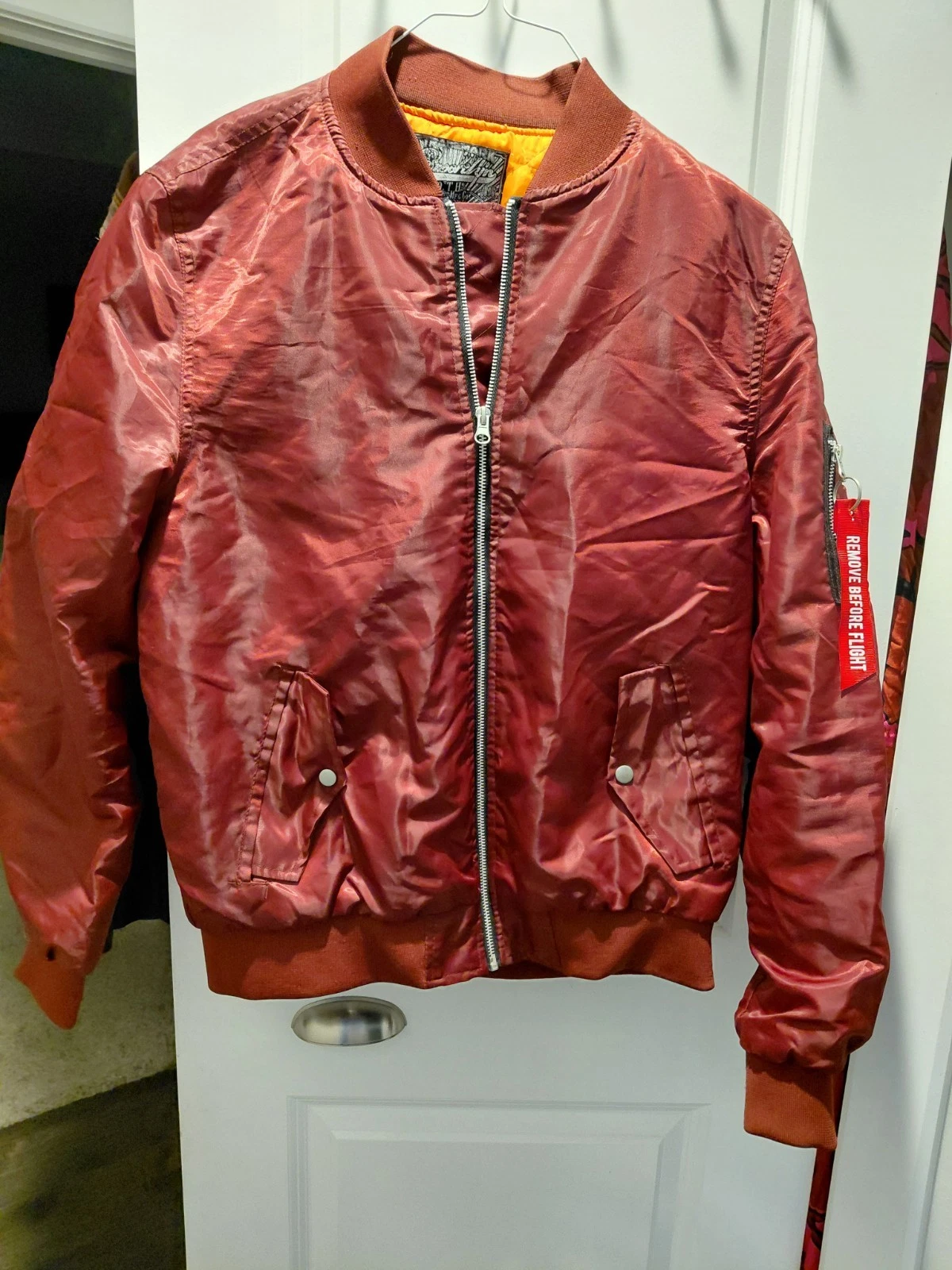 Brooklyn CLOTH Men's Burgundy Bomber Jacket size M. Zip Front - product detail image 1