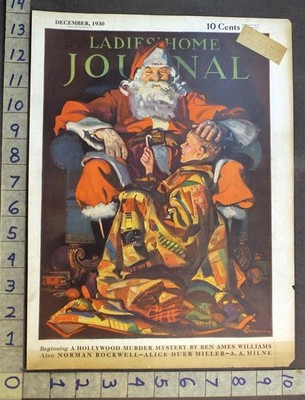 1930 CHRISTMAS SANTA CLAUS CHILD CANDY CANE E.M. JACKSON ARTIST COVER 36836