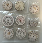 Lot of 9 Antique Fancy Pocket Watch Movements & Dials Waltham Elgin NYS Etc.