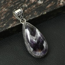 Amethyst Gemstone Ethnic Handmade Antique Design Pendant Jewelry 2.4