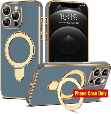 Grey Blue Soft Plating Case for iPhone 12 Pro Max 6.7'' with Magnetic Stand