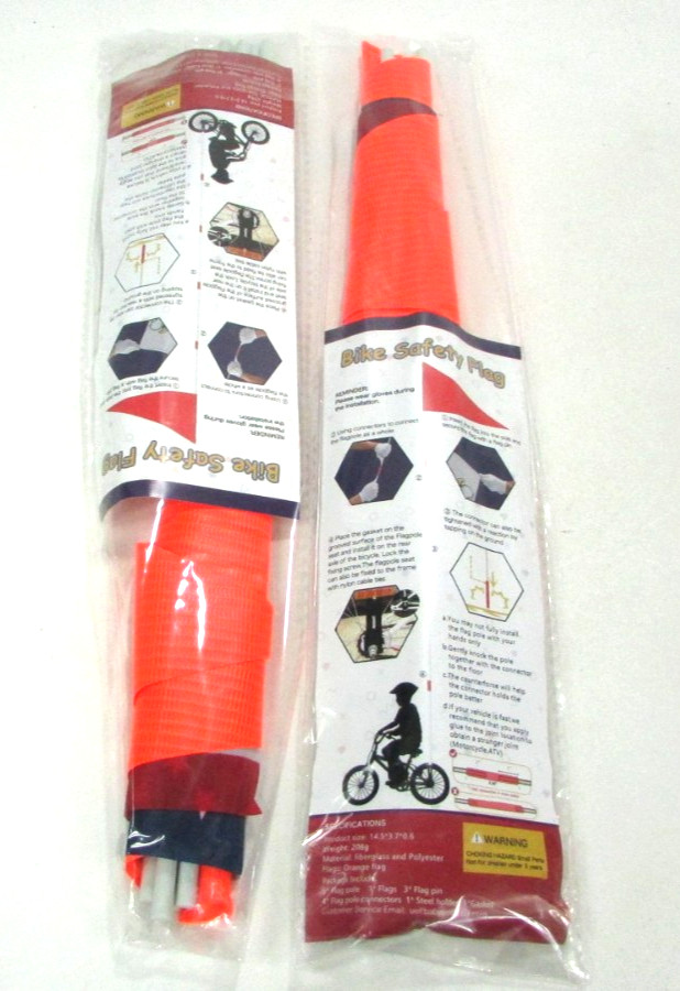 Bike Safety Flag Kit - 2PCS Reflective USA Flags (Orange & American) for Cycl...