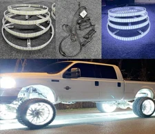4x White Quad Row 17.5" illuminated Wheel Rim Lights Strobe Flash Flow Bluetooth