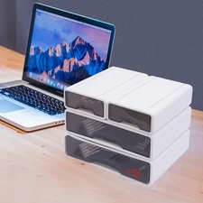 Stackable Storage Box With 4*Drawer Desk Organizer Storage Container Neat Large