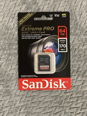 Sandisk 64GB Extreme Pro SDXC UHS-I Memory Card Up To 170 MB/s