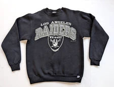 Vintage LA Raiders Sweatshirt Mens Medium 90s NFL Los Angeles Black 1992 Logo 7