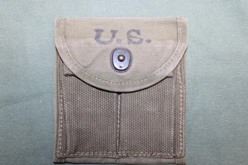 US Military Issue WW2 M1 Carbine Ammo Magazine Stock Belt Pouch OD 3 Canvas N26