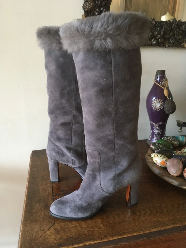 Bottes hautes Baldinini neuves daim gris entièrement fourrées P:39 - Photo 4/4