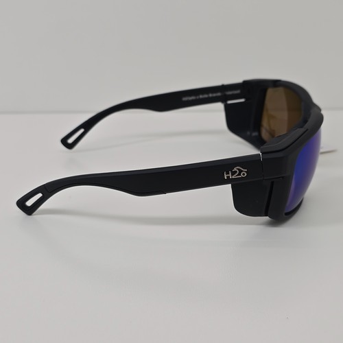 H2Optix Reef Matt Black Polarized Men’s Sunglasses Brown Green Flash Mirror - Picture 3 of 23