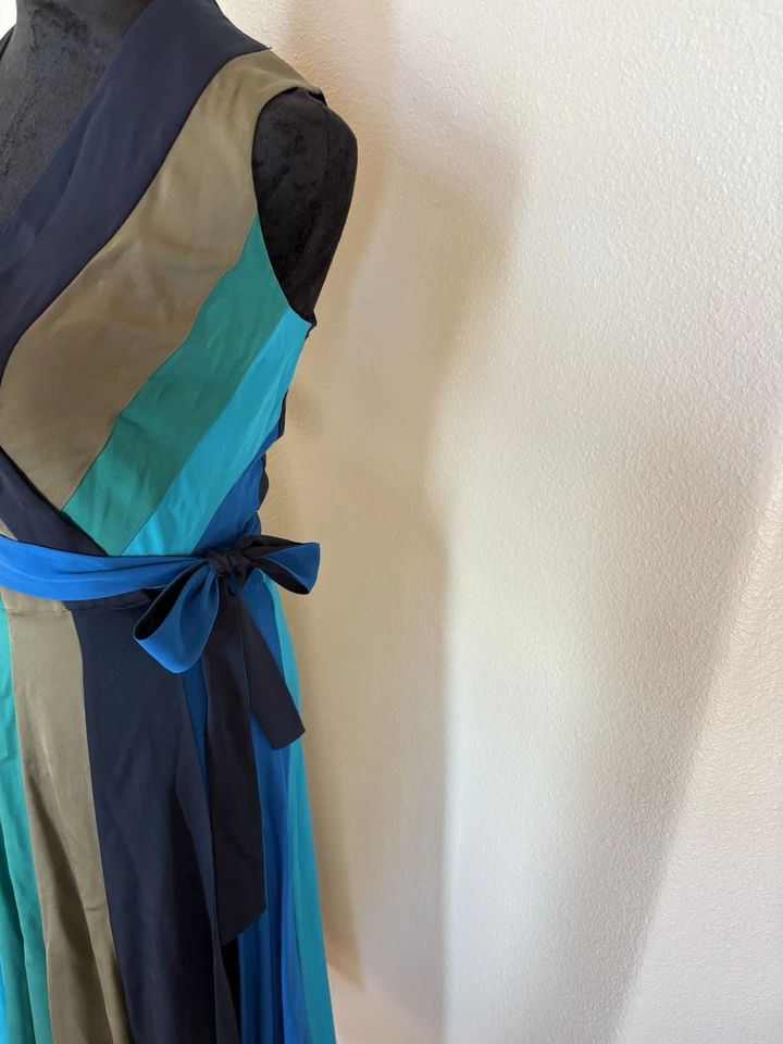 Vestido cruzado Diane Von Furstenberg Penélope seda color bloques rayas - talla 8 Foto 4 de 4