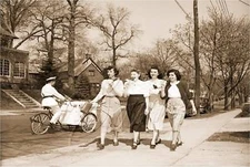 VINTAGE GOOD HUMOR MAN PEDDLE BIKE CART ICE CREAM VENDOR 1950 GIRLS CANVAS ART  