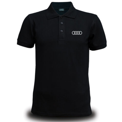 Genuine Audi Car Racing Team Streetwear Race Motorsport Black Men Polo T-Shirt - Picture 1 of 5