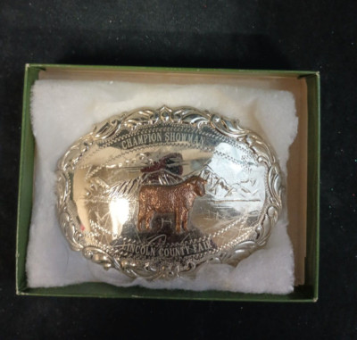 Comstock Silversmith Champion Showman Market Lamb German Silver Belt Buckle