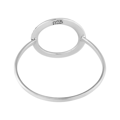 Minimalist Circle Cut Out Sterling Silver Halo Band Ring-7 - Picture 3 of 5