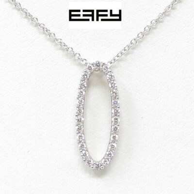 NYJEWEL EFFY 14k White Gold Diamond O Pendant Necklace 18''