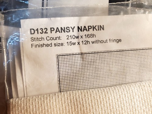 Laura Doyle Designs Pansy Napkin Counted Cross Stitch Kit D132 15x12 New - Picture 5 of 5
