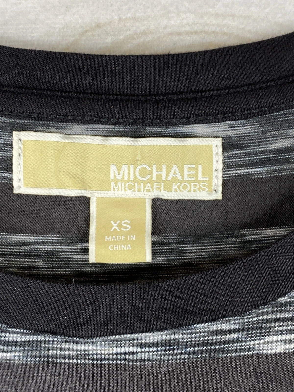 Michael Kors Maxi Abito Donna XS Nero Grigio Righe Zip Manica Corta Spacchi