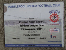 2011-12  Hartlepool United v Preston North End  - League One - Ticket Stub