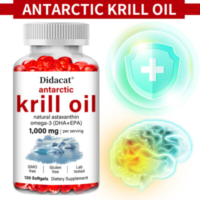 Antarctic Krill Oil 1000mg Softgels with Omega-3s EPA, DHA and Astaxanthin