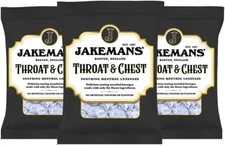 3 x Jakemans Throat & Chest Soothing Menthol Lozenges made in UK