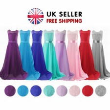 Girls Lace Dress Bridesmaid Wedding Long Maxi Dresses Party Prom Princess Summer