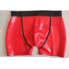 Latex Panties Rubber Boxer Red with Black Trim Underwear Handmade for Men Wear