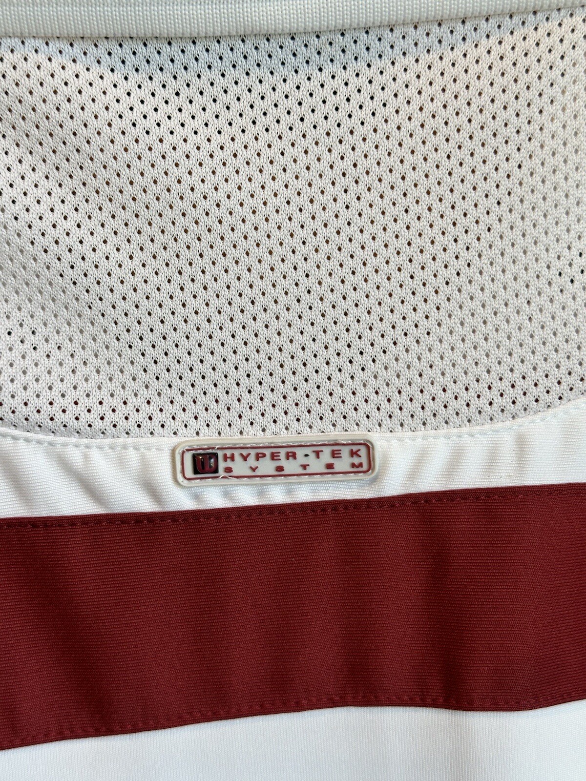 Men&rsquo;s XXL Wilson Hypertek System Polo Shirt Golf Tennis White Maroon Stripe
