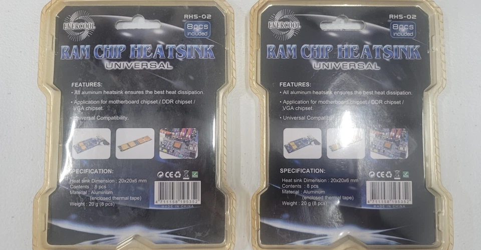 Lote de dos disipadores de calor EverCool RHS-02 todo aluminio chipset (8PK - total 16 chips) Foto 3 de 4